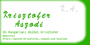 krisztofer aszodi business card
